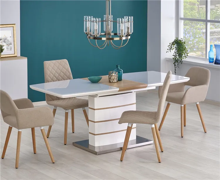 Modern design Living Room Furniture MDF High Gloss Painting 6&8 Seater Extension  Dining Table Sets