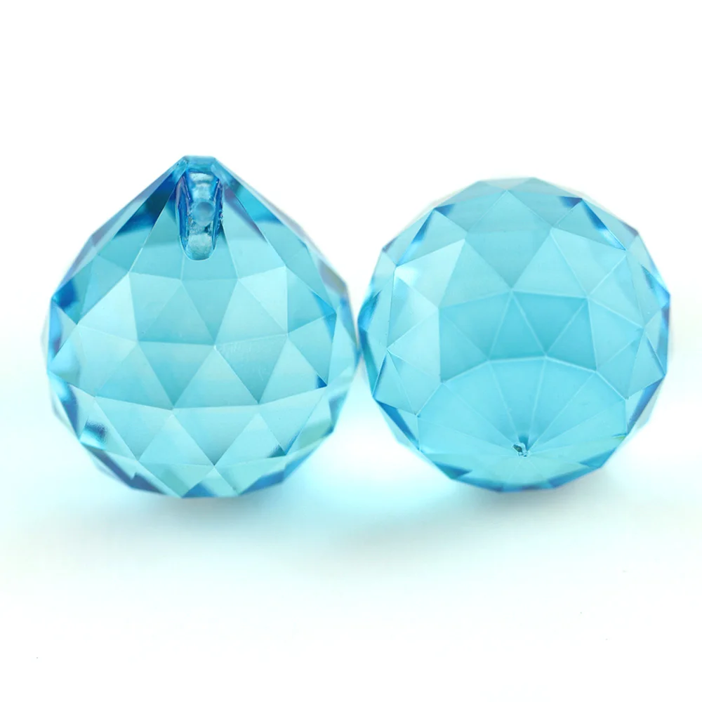 

free shipping 50pieces  aquamarine fengshui hanging crystal balls chandelier faceted balls for lamp parts decor