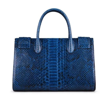 Blue Pu Leather Handbag Famous Designer Snake Skin Bag Patent Handbags