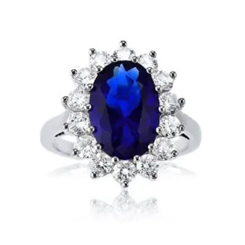 

High Quality 925 Silver Ring Royale Jewelry Blue Sapphire Wedding Ring Women Man Size 6-10