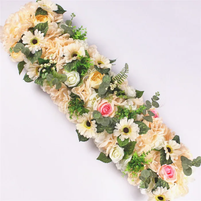 F1421 Artificial Floral Silk Rose Arch Wedding Runner Table Flower 1m