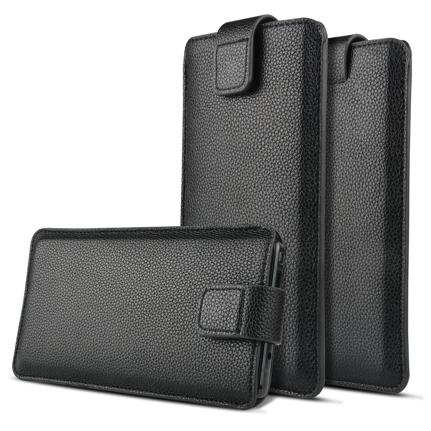 

Pull tab universal pouch phone case ,OEM luxury litchee pattern leather for iphone pouch phone case, Any colors