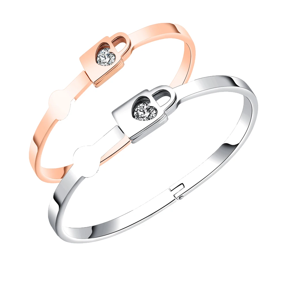 

2019 Stainless steel bracelet Zircon Bangles Means Love charm Bracelets for Women Size 170mm, Rose gold;silver