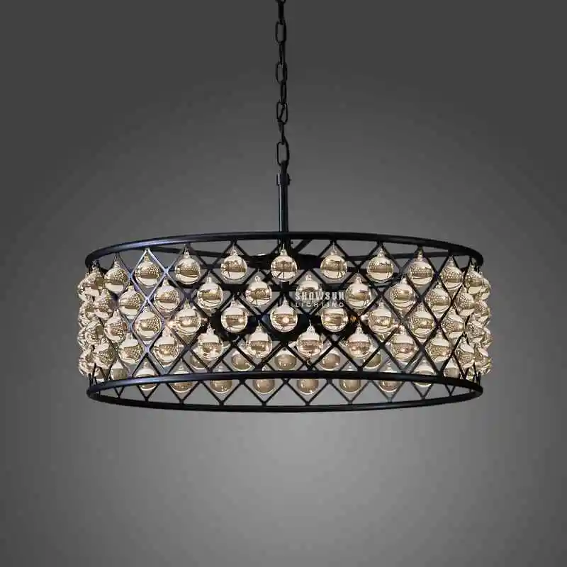 Round Crystal Chandelier Hanging decorative pendant Lights