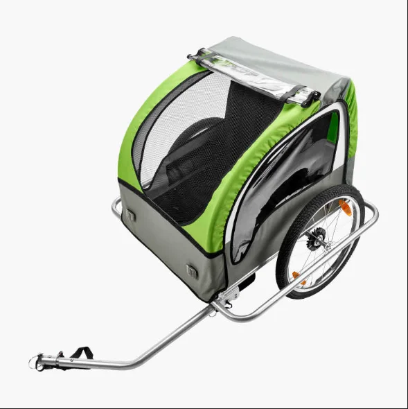 
China factory direct sale green bike trailer with rain cover 