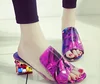 Nice new Summer design fashion trend crystal chunky heels flower color woman sandals