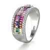 KENTURAY new design wholesale jewelry womens rainbow fine silver rings with stone for women 925 sterling