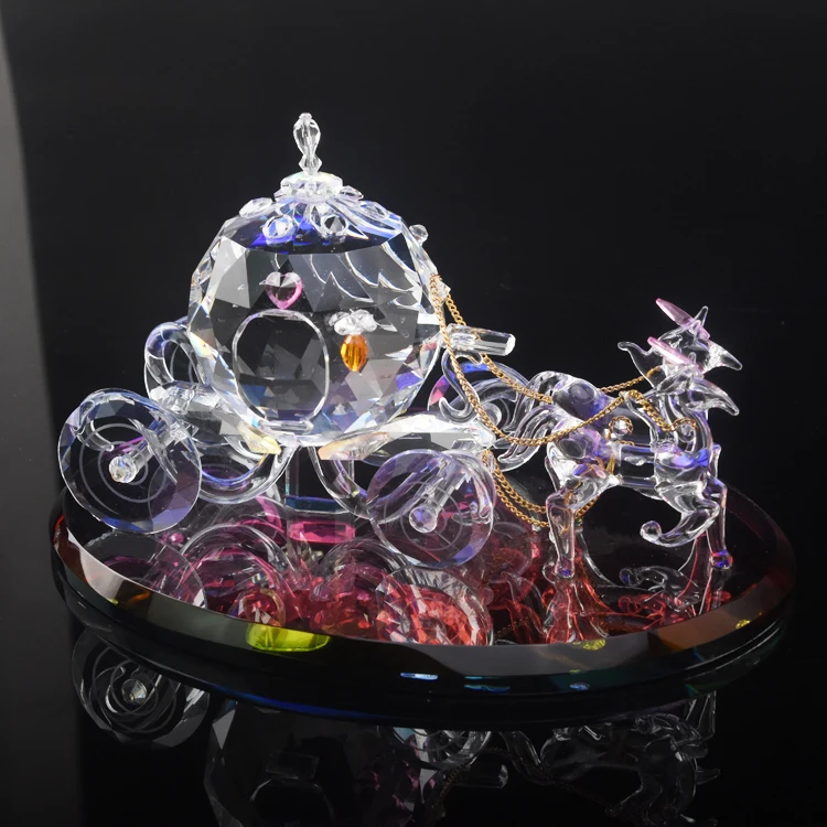 crystal horse and carriage figurine