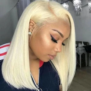 raw indian hair 613 blonde bob swiss HD lace wig,brazilian cuticle aligned blonde 613 full lace wig human hair