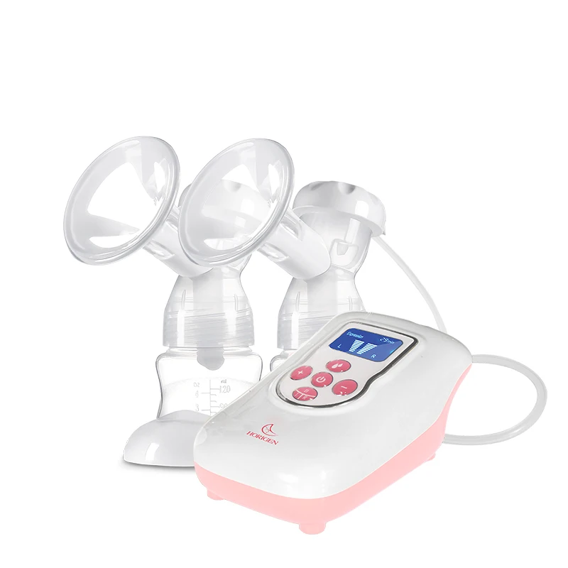 

Horigen innovature double electric breast pump Microcomputer frequency conversion LCD screen double breast pump,dual breast pump, Pink