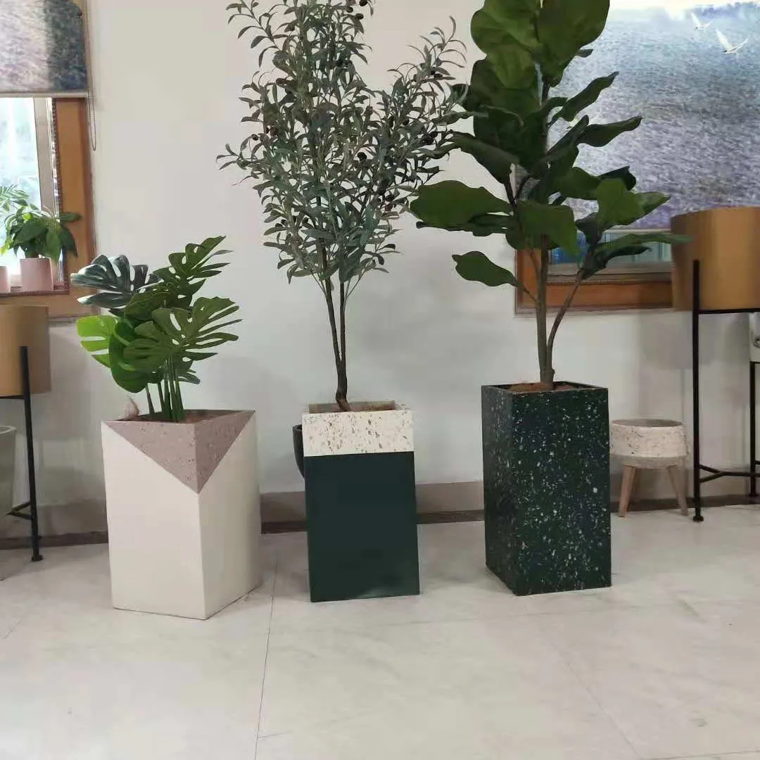 

BN3015 Fiber clay customized design and colors concrete planter, Natural, black, brown, brick red, white