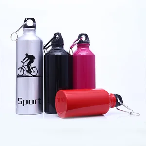 Image of Zogift Hot selling custom logo black portable sport aluminum drinking water bottle 500/750ml with carabiner clip