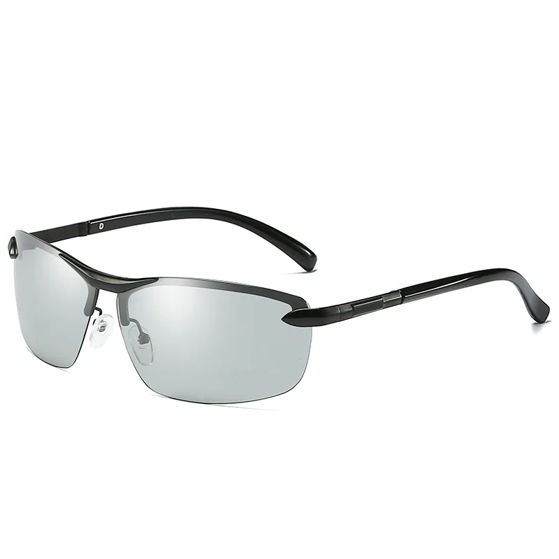 

Wholesale classic half rimless metal frame sunglass small moq custom logo shades Photochromic sunglasses men