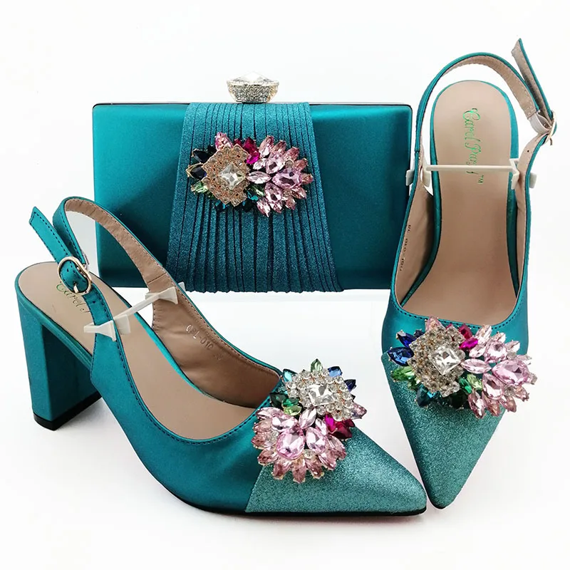 

Italian party shoes and bag set african shoes and bag set for women crystal wedding shoes and matching bag QSL010