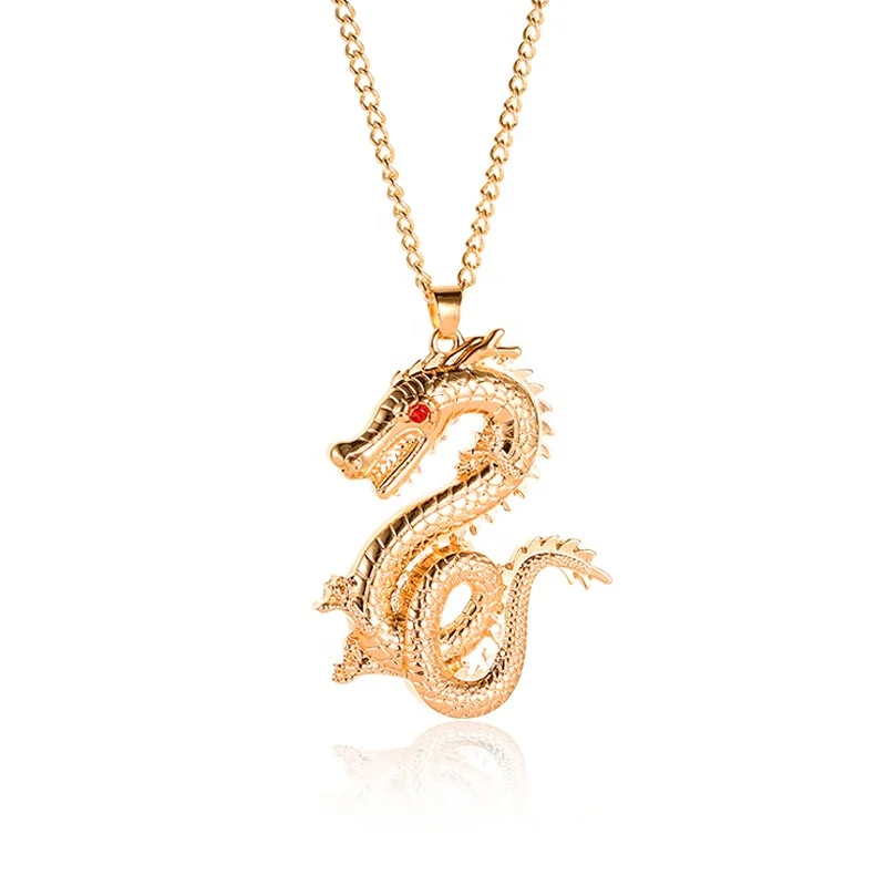 

Amazon wish hot items fashion creative Chinese style jewelry exquisite vintage zodiac dragon flash diamond necklace