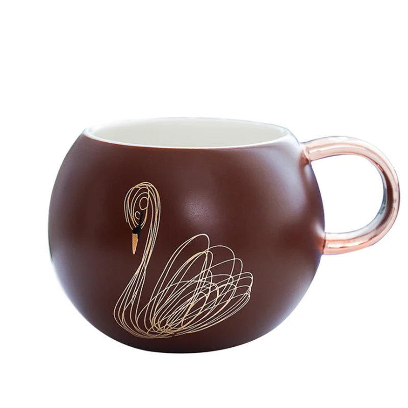 Uchome 2019 New Arrival Gilt Product Swan Big Belly Black Cup