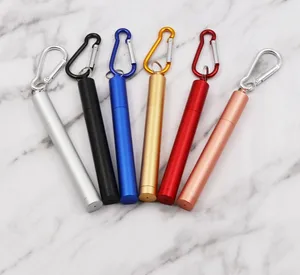 Image of Custom Stainless steel short foldable straw collapsible metal drinking straw With Aluminum alloy Case