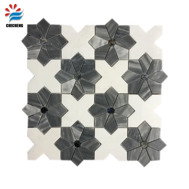 New Pattern Polished Flower Bardiglio Stone Mosaic Tile For Kitchen Backsplash Wall Tile