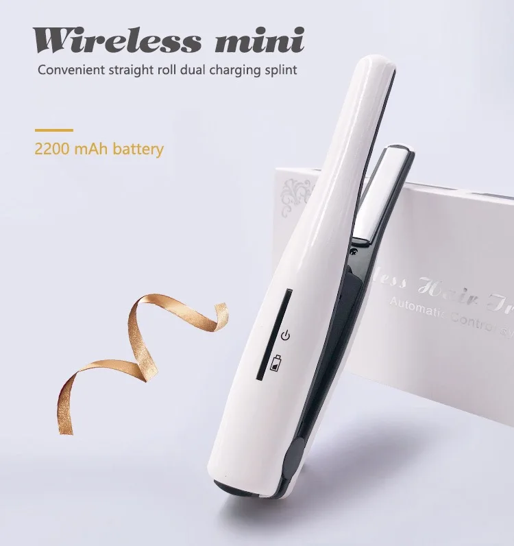 Professional adjustable mini cordless rechargeable hair straightener