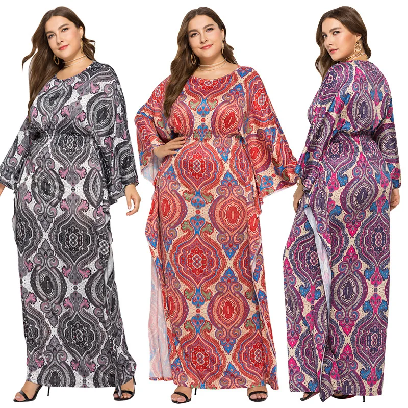 

Plus size 3XL Women Vintage Long Floral Print Dress Loose Maxi Female Clothes Ethnic Style Big Size Dress Spring Wear 30%, N/a