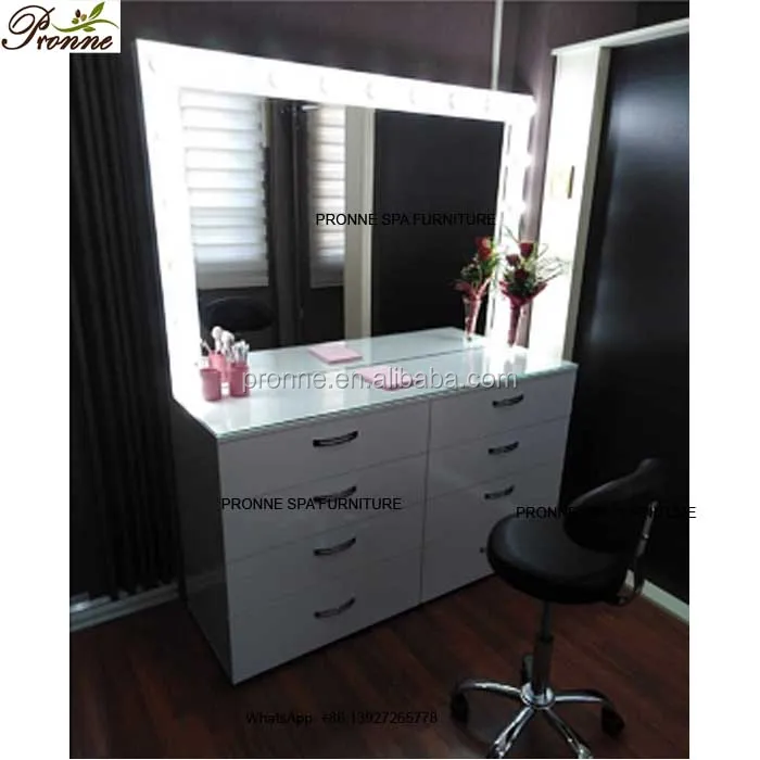 Professional White Gloss Portable Makeup Station With Lights Buy Makeup Station,Makeup Station