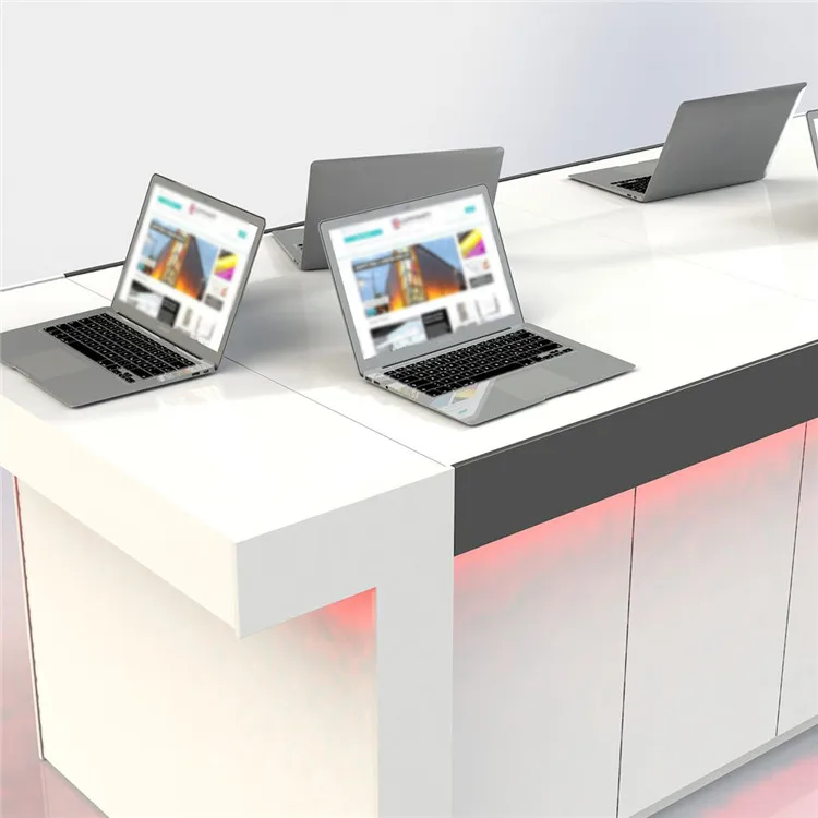 Wholesale New Design White Laptop Retail Display Table With Built In