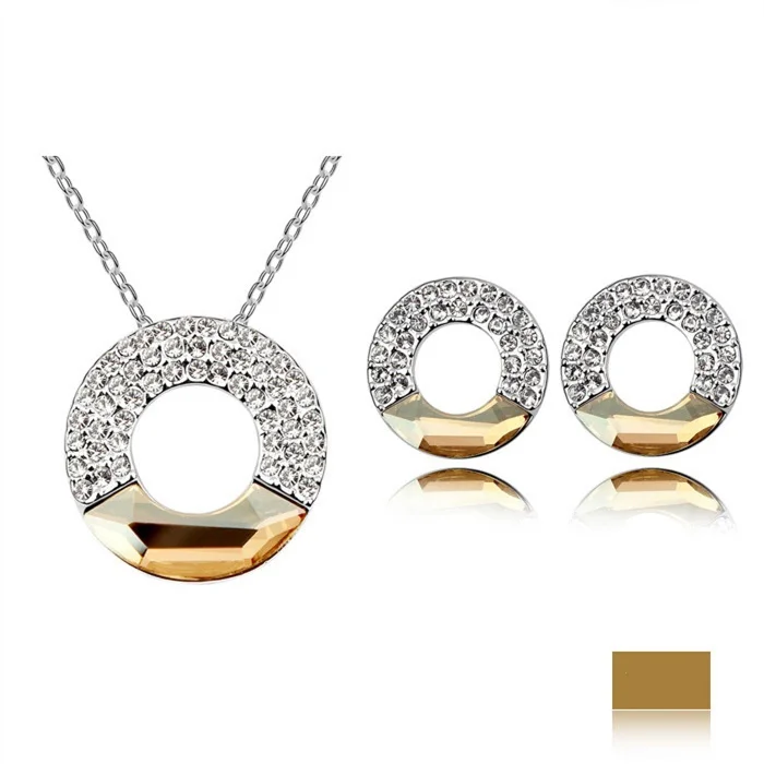 

Women crystal circle necklace earrings set jewelry