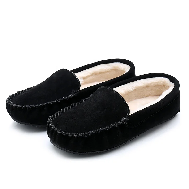 

Black Fashion Winter Comfy Faux Fur Lined Flat Women Moccasins Loafers, Pink,black,brown,grey