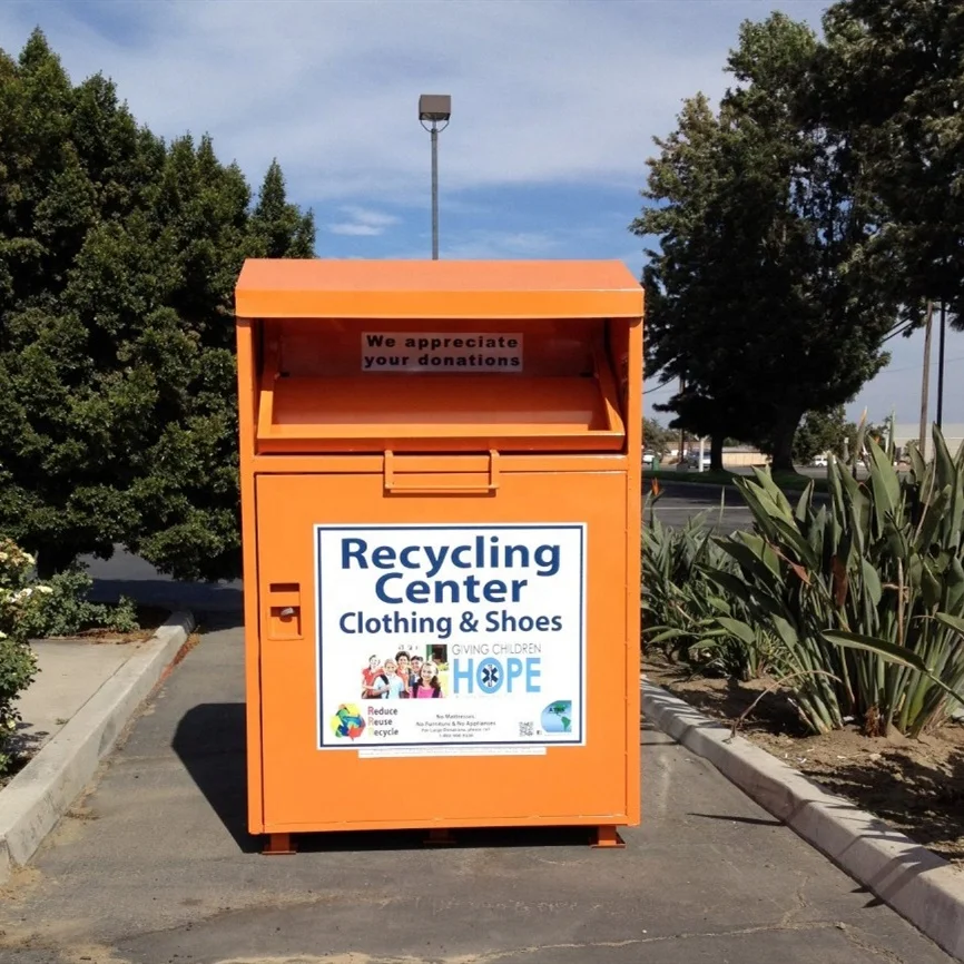 Second Hand Old Used Clothes & Shoes Recycling Donation Bins Container