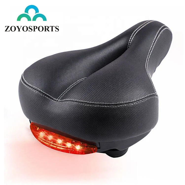 

ZOYOSPORTS Comfortable Cycling Men Women Bicycle Seat Saddle With Taillight Dual Spring Suspension Leather Wide Bike Cushion, Black,as your request