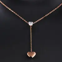 

Korean style silver rose gold heart shape zircon plating y style women's pendant necklace