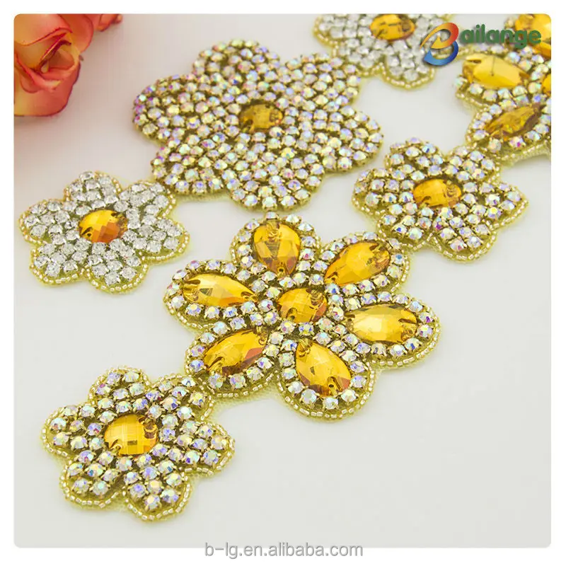 Bailange Bridal Rhinestone Applique Rhinestone Trimming Applique