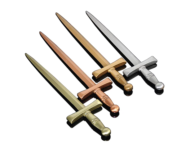 高抛光锌合金银色剑形状促销手动定制剑开信刀