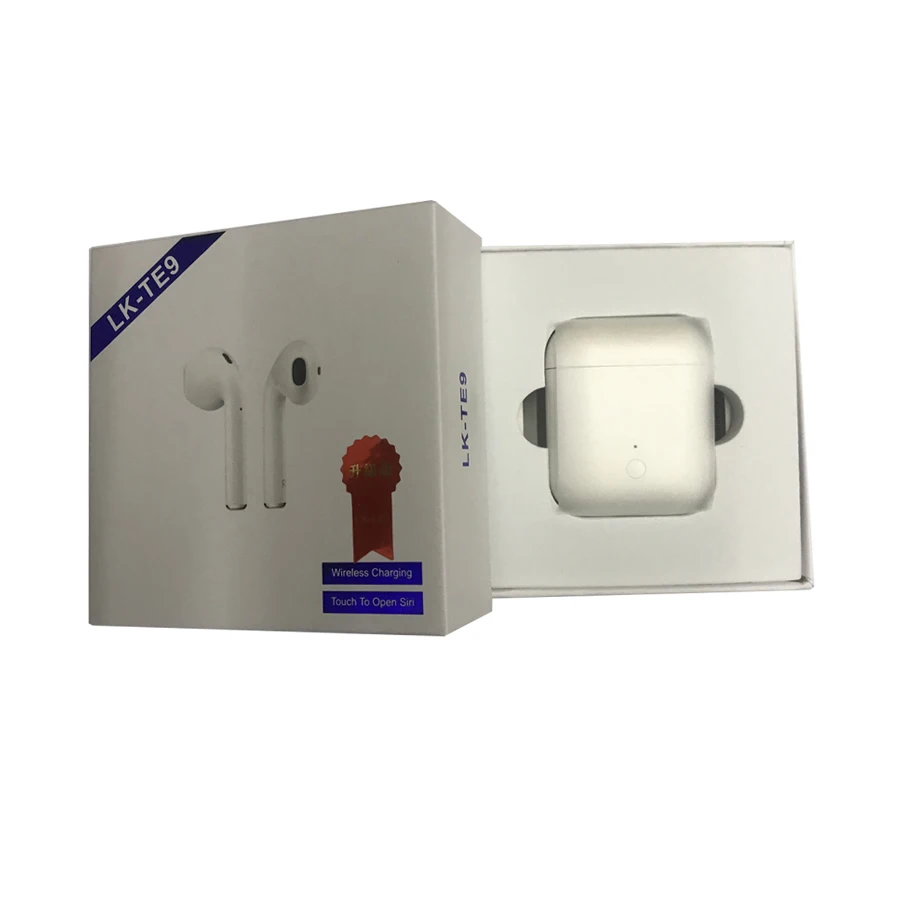 

LK-TE9 f Pop-ups Mini Blue tooth Tws Earphone+ 5.0 Touch Wireless Ears and Ears In-ear Support Qi Wireless Charging, White