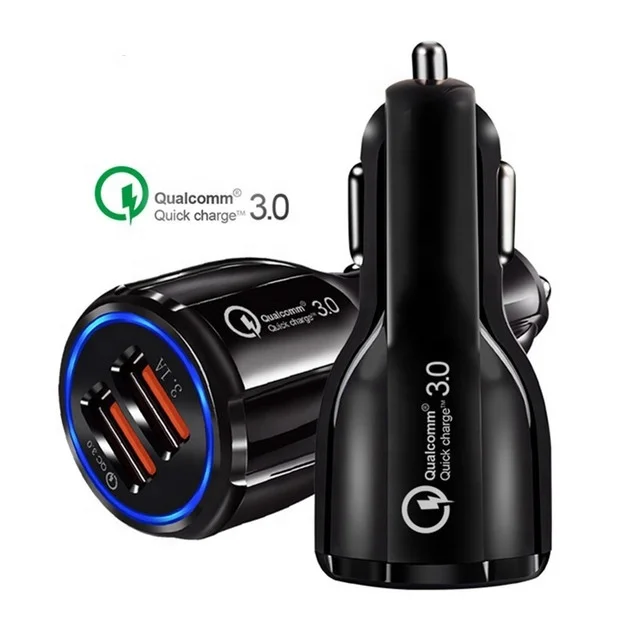 

Hot sale universal Mini qc 3.0 Fast charge 3.1A dual usb port Car quick Charger For mobile phone, Black white