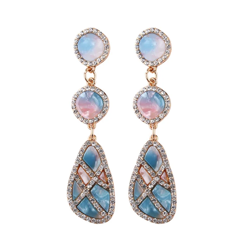 

Resin Geometric Crystal Drop Dangle Earrings for Women, N/a