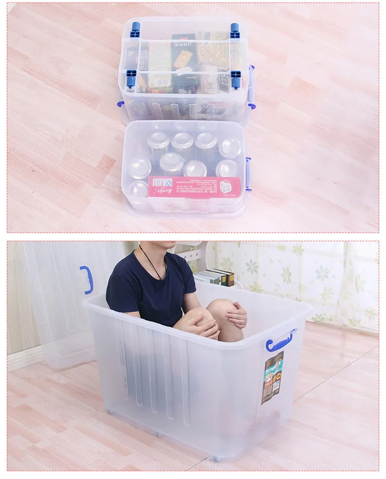 10l250l Hard Clear Plastic Storage Containers With Lid Clear Storage