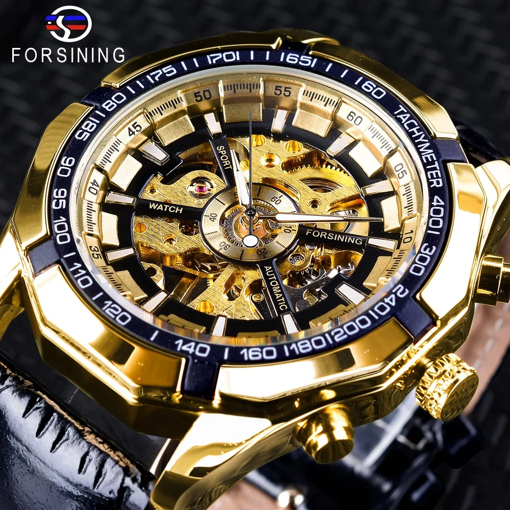 

Forsining 2019 Fashion Mechanical Mens Watch Top Brand Luxury Gold Watch Luminous Hands Skeleton Clock Male Watches Men Wrist, 2-color