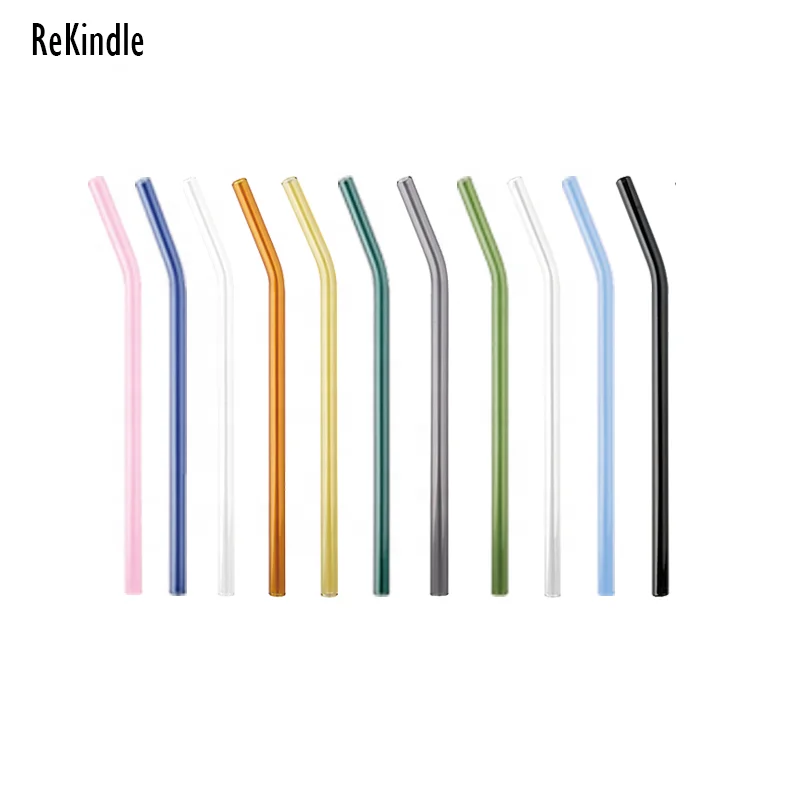 

Reusable healthy eco friendly colorful drink glass straws