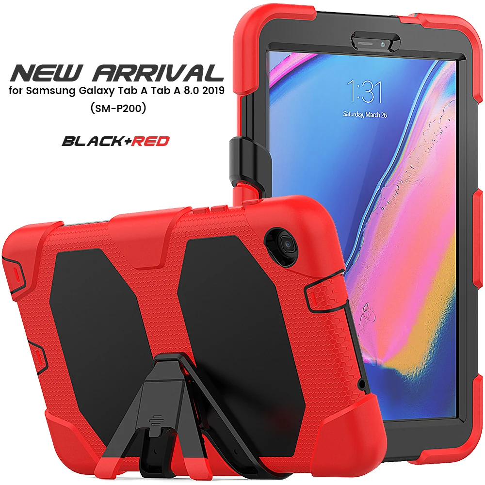 Kickstand 3 layers hybrid protective case for Samsung galaxy Tab A 8.0 2019 SM-P200 shockproof cover