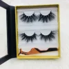 Best vendor 25mm box 3 pair lash box custom private lash label long lashes 3d mink eyelashes rose gold lash