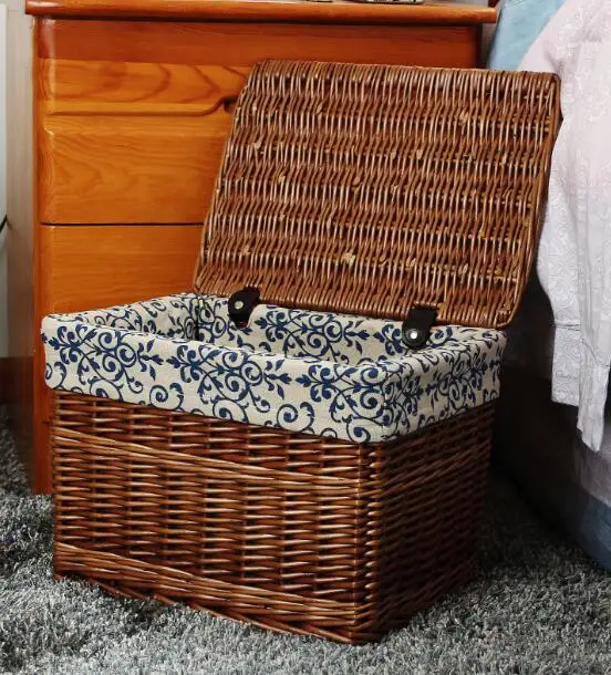 Brown Hamper Antique Wicker Wash Square Laundry Basket Buy