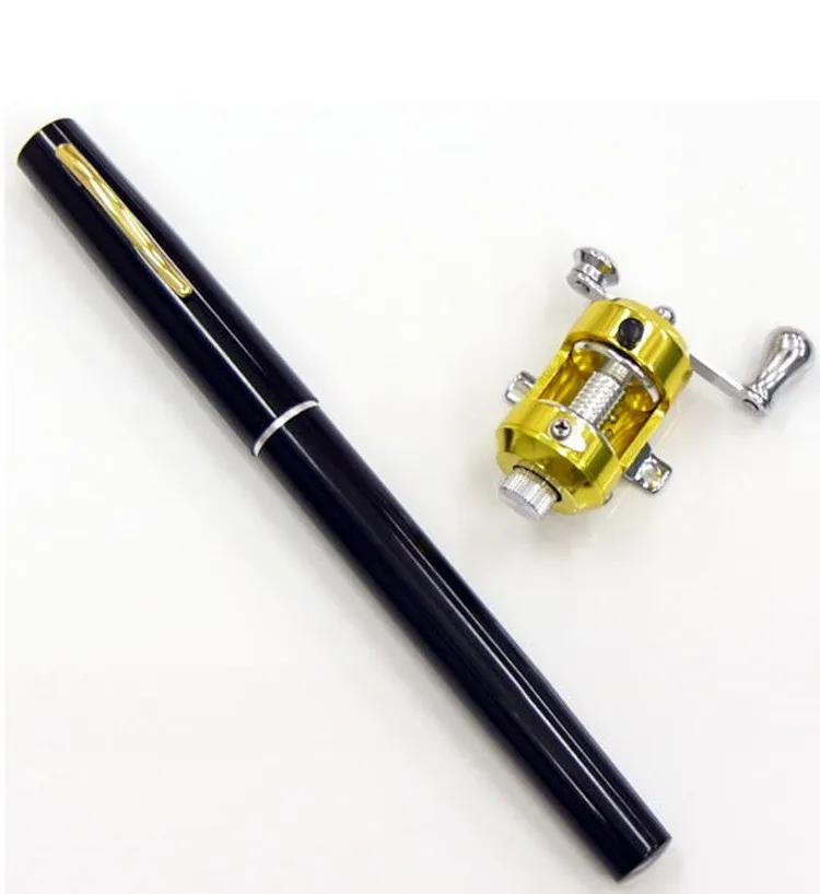 UK Telescopic Mini Portable Pocket Fish Aluminum Alloy Pen Fishing Rod Pole Reel 