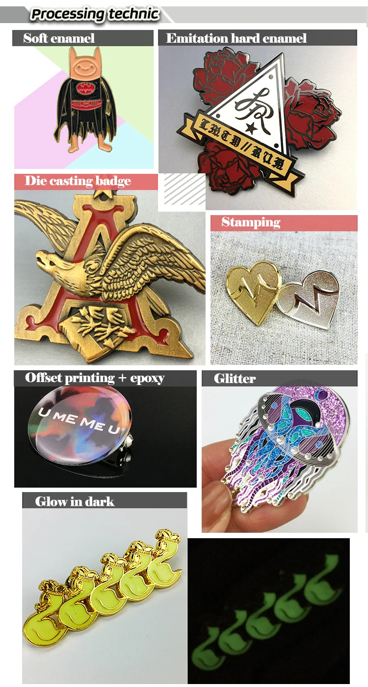 Glitter Custom cheap soft enamel imitation hard enamel pin with backing