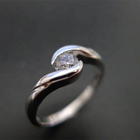 

Korean Elegant and simple Bud Round CZ Engagement rings for women high quality Silver color Wedding party jewelry bague femme