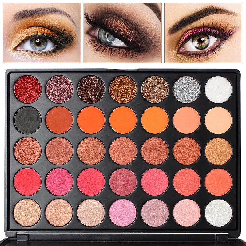 Oem Odm 35 Colors Eyeshadow Palette Makeup Set Glitter Bright Natural