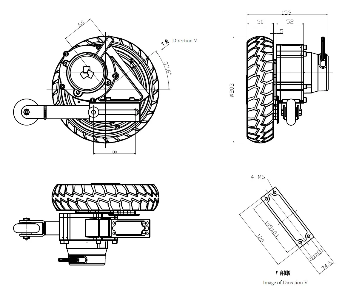 High Efficiency Ultrilight Brushless Electric Wheelchair Gear Motor