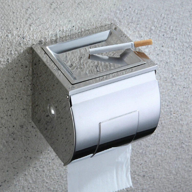 Waterproof Bathroom Stainless Steel Toilet Paper Roll Holder With Soap Tray Ashtray Home Decor