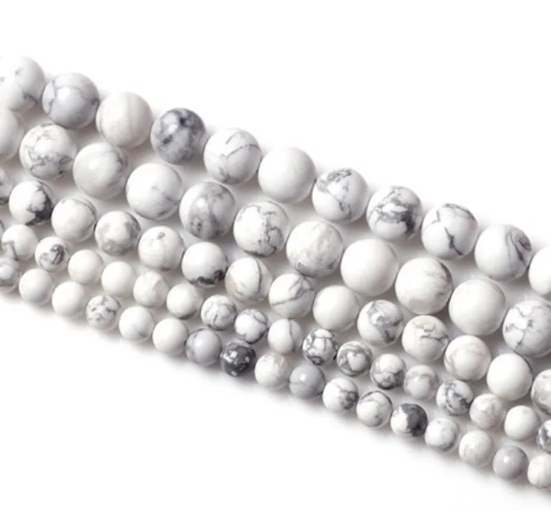 

Wholesale loose beads natural round bead white howlite beads10mm stone beads strand for jewelry