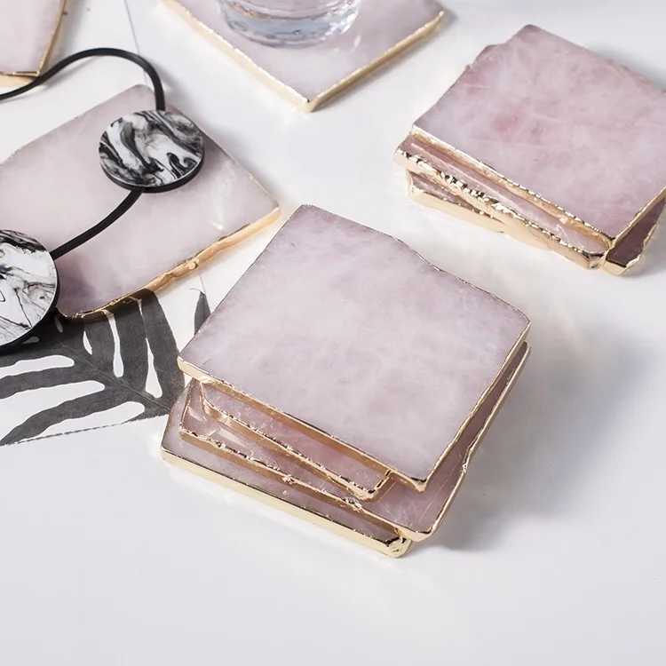 
Dia 100% Natural Gold Plated Agate Sliced Coaster 